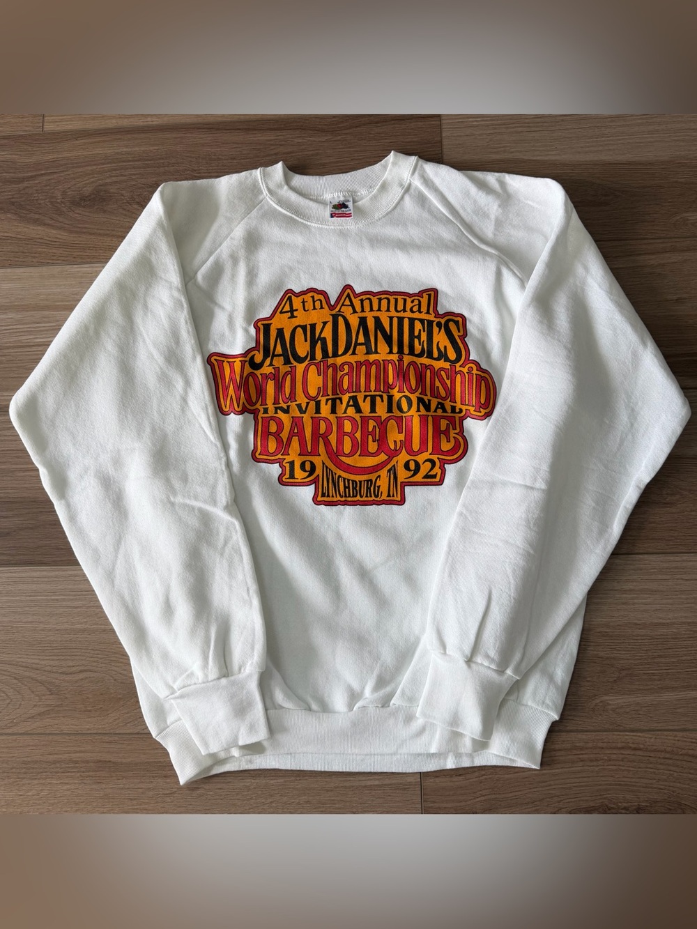 Jack Daniels Whiskey Vintage 90’s BBQ Championship White Crewneck Sweatshirt